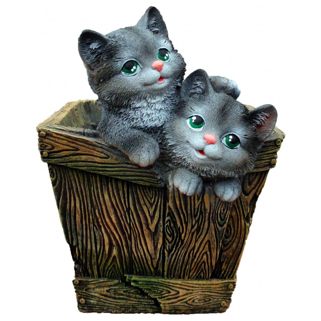 Кашпо «Ящик с двумя котятами»