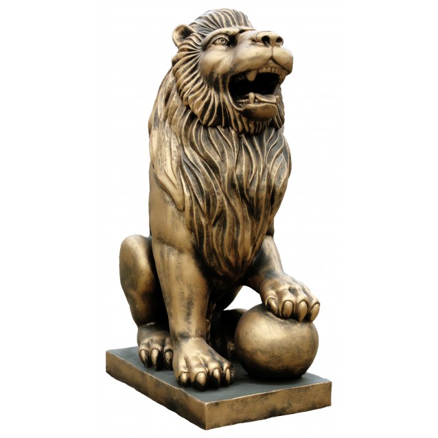 Скульптура «Лев с шаром» старый, Бронза